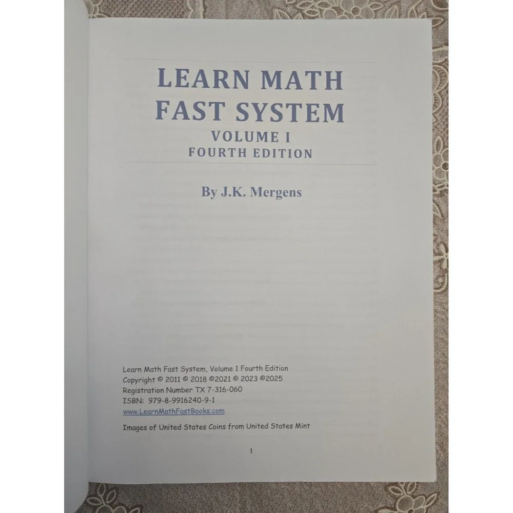 Learn Math Fast System Volume I Fourth Edition J.K. Mergens Homeschool Textbook